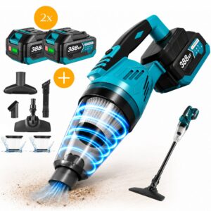 Instava Kruimeldief met LED Licht & 2 Accu's - Geschikt voor Makita LXT 18V Accu - Draadloze Handstofzuiger - 10kPa Zuigkracht - 750ML - Kruimeldief voor Auto & Huis (8721284270652)