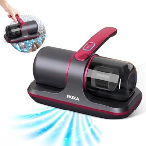 Roxa Huisstofmijt Stofzuiger - UV Lamp Sterilisator - Matras, Tapijt, Meubel, Zetel & Bank Reiniger Apparaat - Kruimeldief snoerloos best verkocht - Bacterie, Mijt & Schimmel Bestrijder - Zonder Zak - USB Opladen - Rood/Grijs - 2025 (8721246940234)