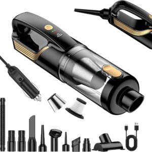 Draagbare Kruimeldief - Auto Stofzuiger - Auto Interieur Reinigen - 4-in-1 Functies - 27000Pa Zuigkracht - Zwart (9101421599195)
