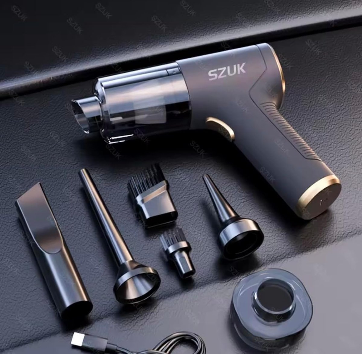 Draagbare Kruimeldief - Handstofzuiger Krachtig - Auto Huis Schoonmaken - 98000PA Zuigkracht - 4000mAh Batterij - Zwart (9101210320450)