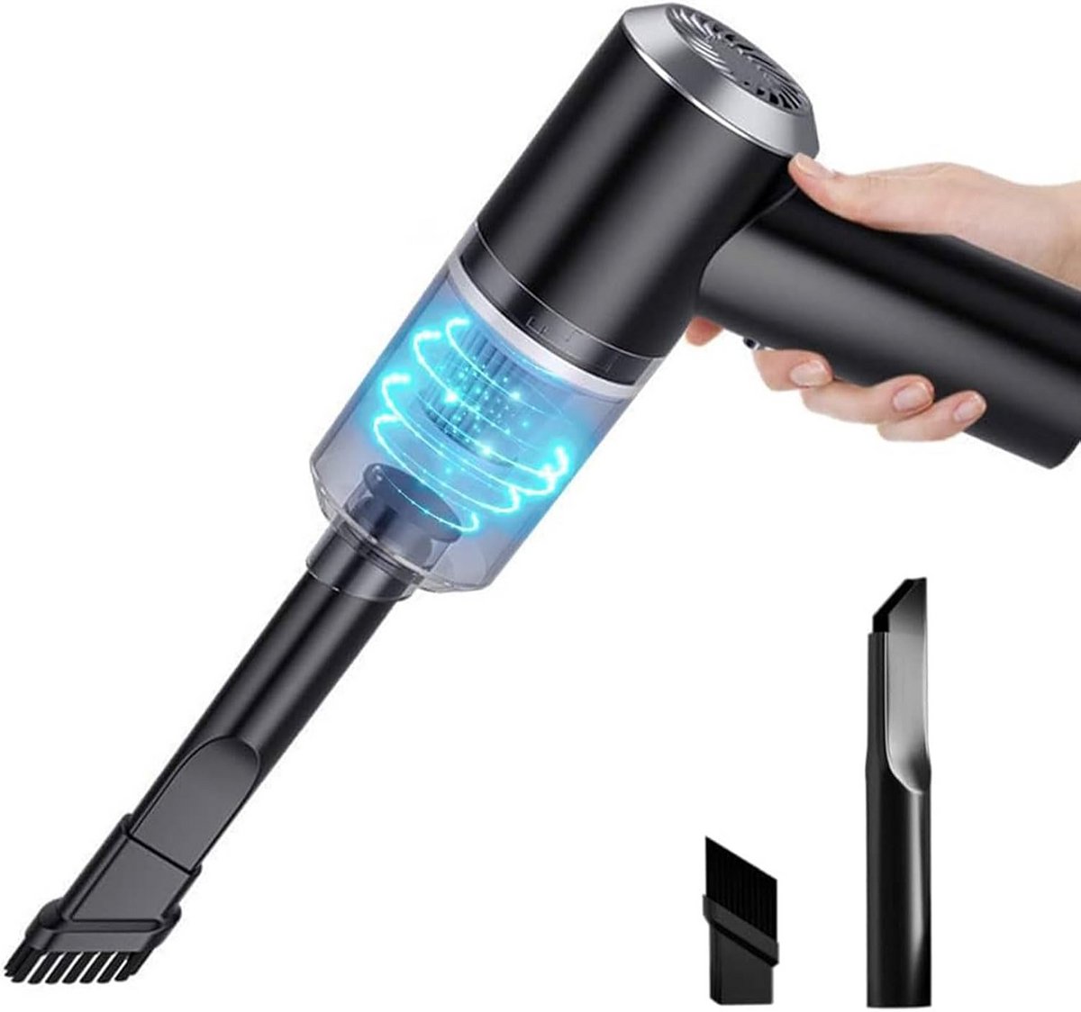 Draagbare Kruimeldief - Mini Stofzuiger - Auto Interieur Reinigen - Geïntegreerd LED Licht - 6000 Pa Zuigkracht - Zwart (9101026075056)
