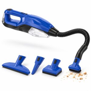 Cheqo® Kruimeldief Nat en Droog - Draadloze Handstofzuiger met Slang en Opzetstukken - Kruimelzuiger Snoerloos - Autostofzuiger - Mini Stofzuiger - Raamzuiger - Vlekkenreiniger met Sproeifunctie voor Bank en Tapijt - Zetelreiniger (8721458029383)