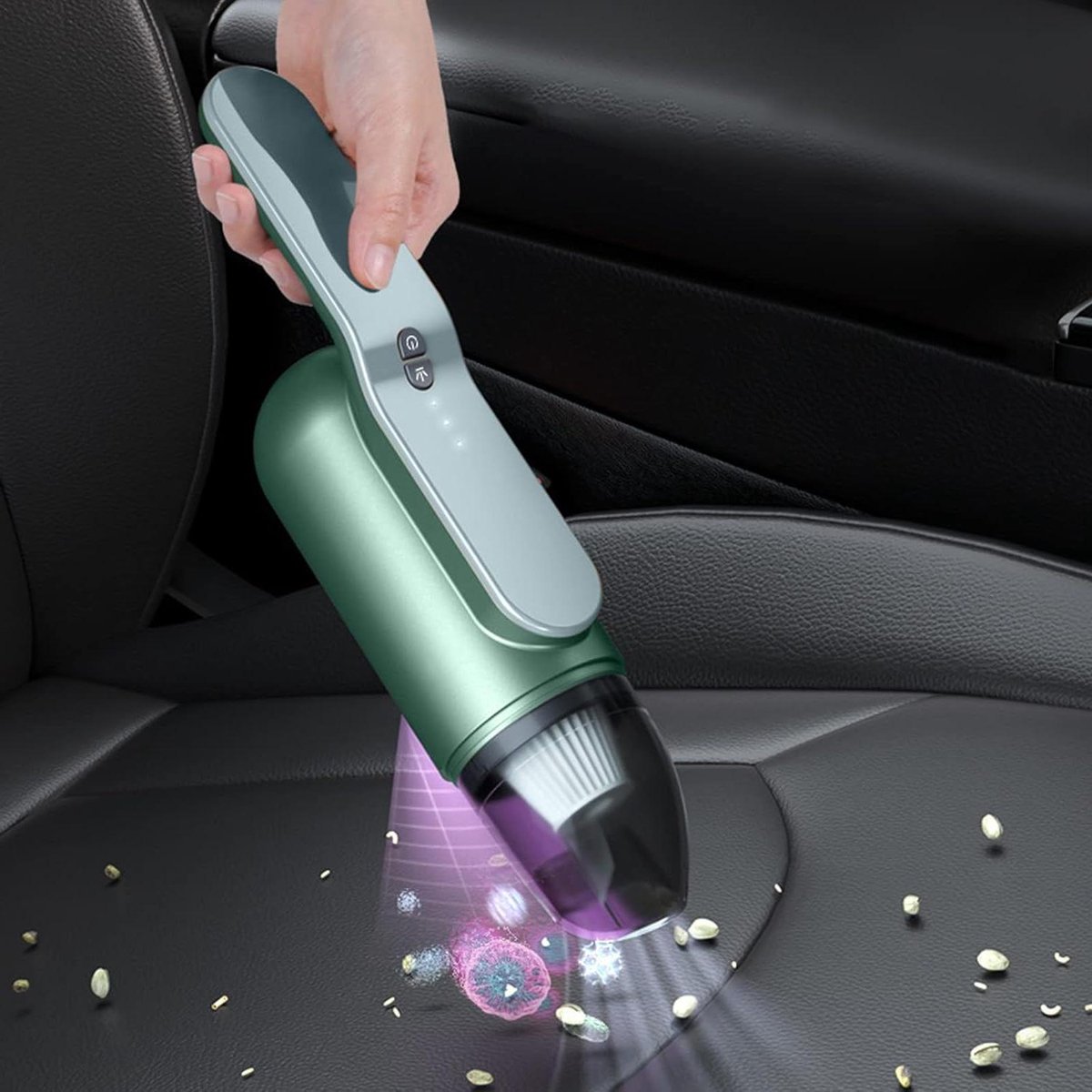 Kleine Kruimeldief - Draagbare Stofzuiger - Auto Interieur Reinigen - Draadloos Oplaadbaar - Compact Formaat - Zwart (9101333061629)
